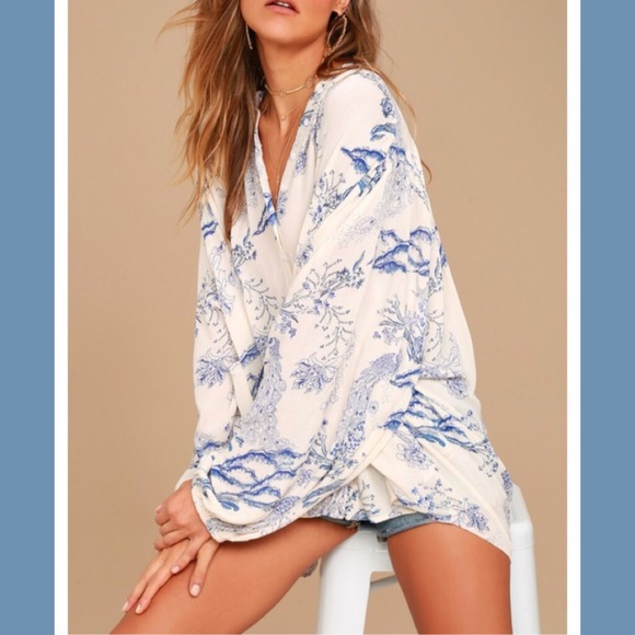 Free People Metallic Blooms Button Up Tunic Top - Picture 3 of 7